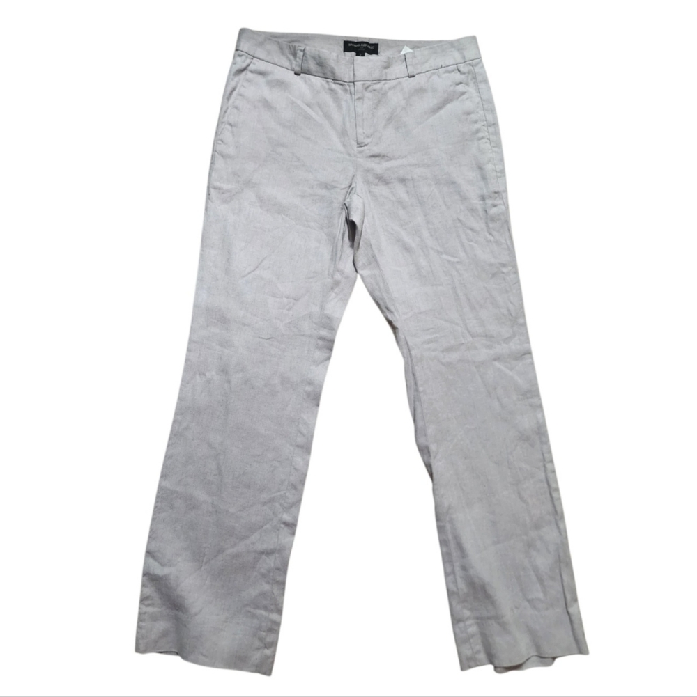 Banana Republic Logan Fit Linen Blend Straight Leg Dress Pants Grey Size 2